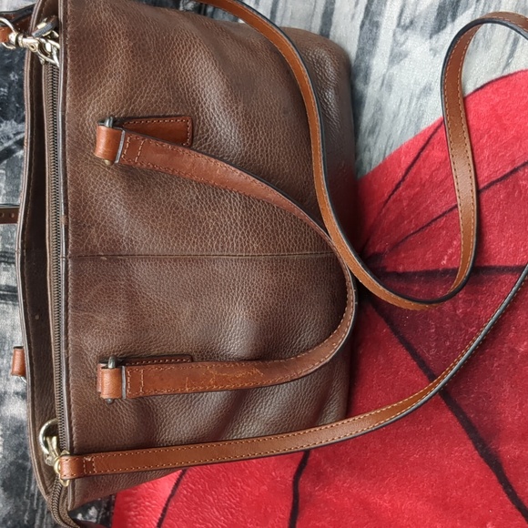Fossil Brown Leather Tote Bag - Picture 3 of 11